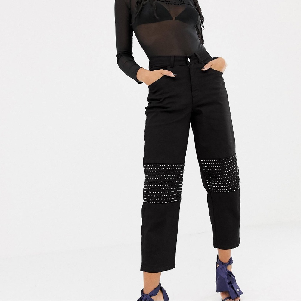 ASOS Design + LaQuan Smith black denim jeans.